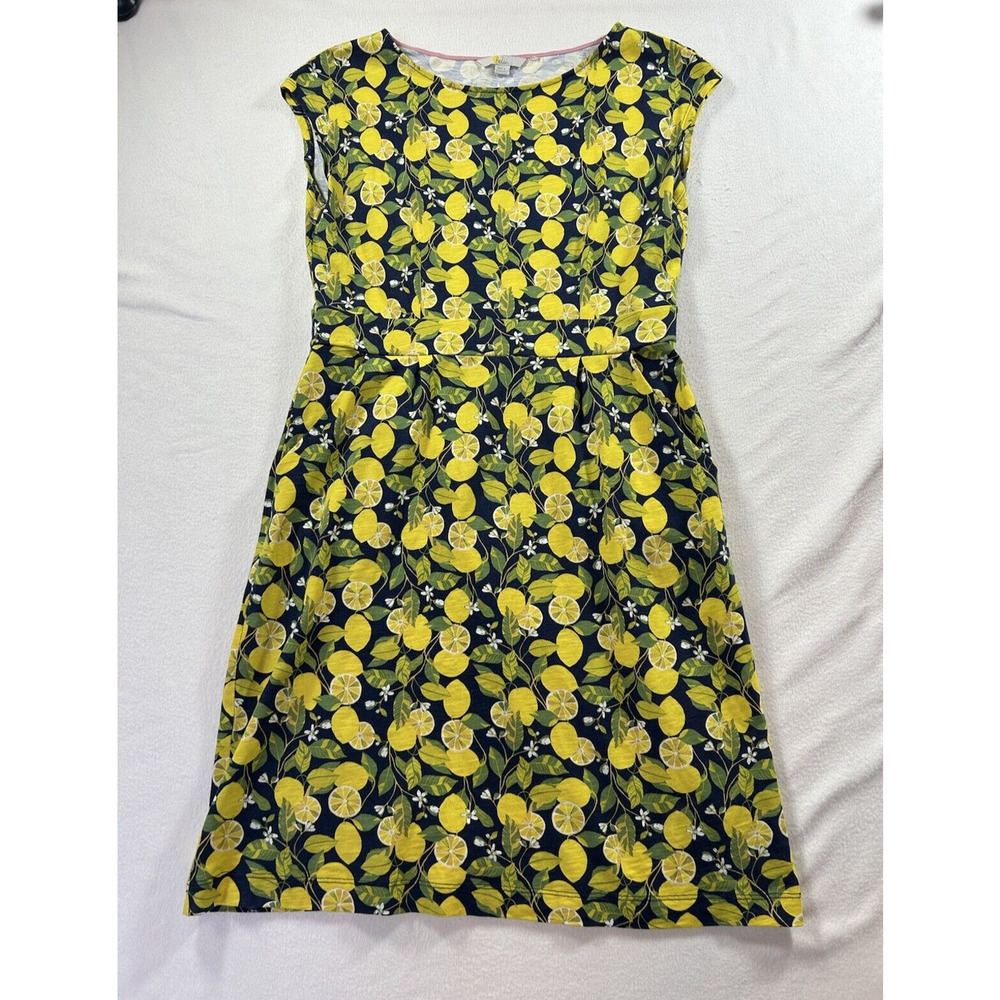 Boden Navy Midi Dress with Yellow Lemon Print - Picture 7 of 8